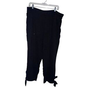 August Silk Womens XL Black Cropped Pants With Tie Hem Accents